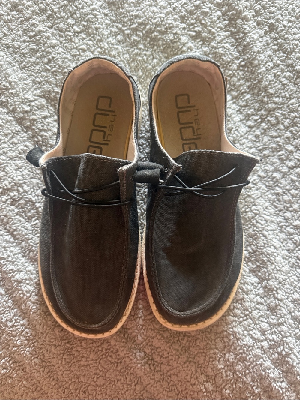 Hey Dude Women’s dark grey Canvas Slip-On Shoes with Cream Sole